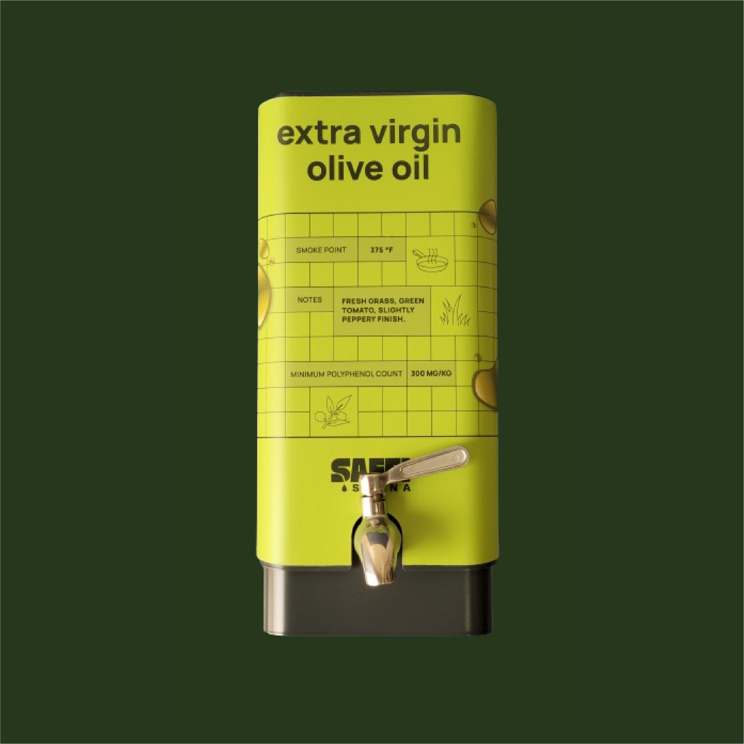 Saffi Saana Branded 5L Bulk Dispenser W/ Tap - Extra Virgin Olive Oil