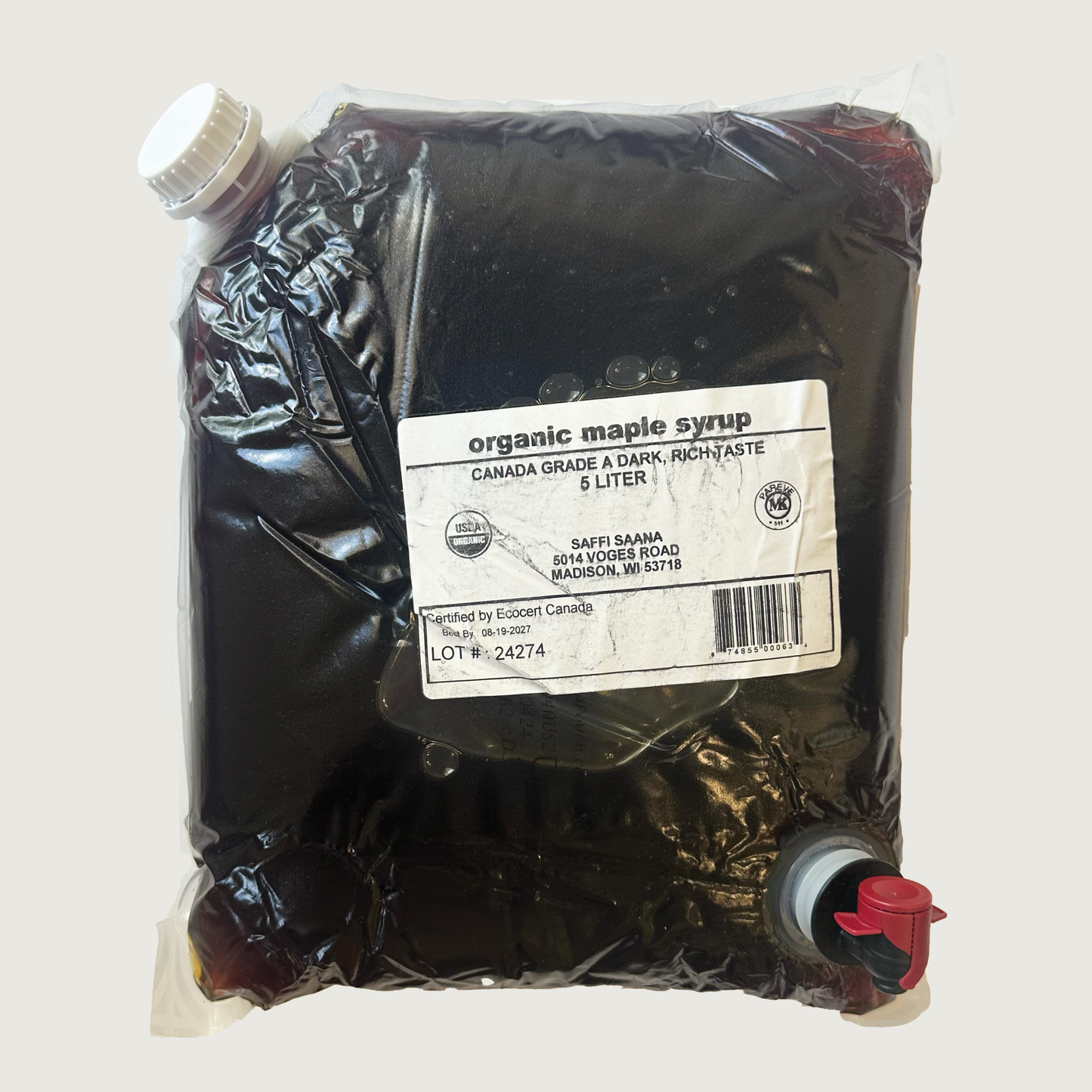 5L Bulk Refill Bag - Organic Maple Syrup