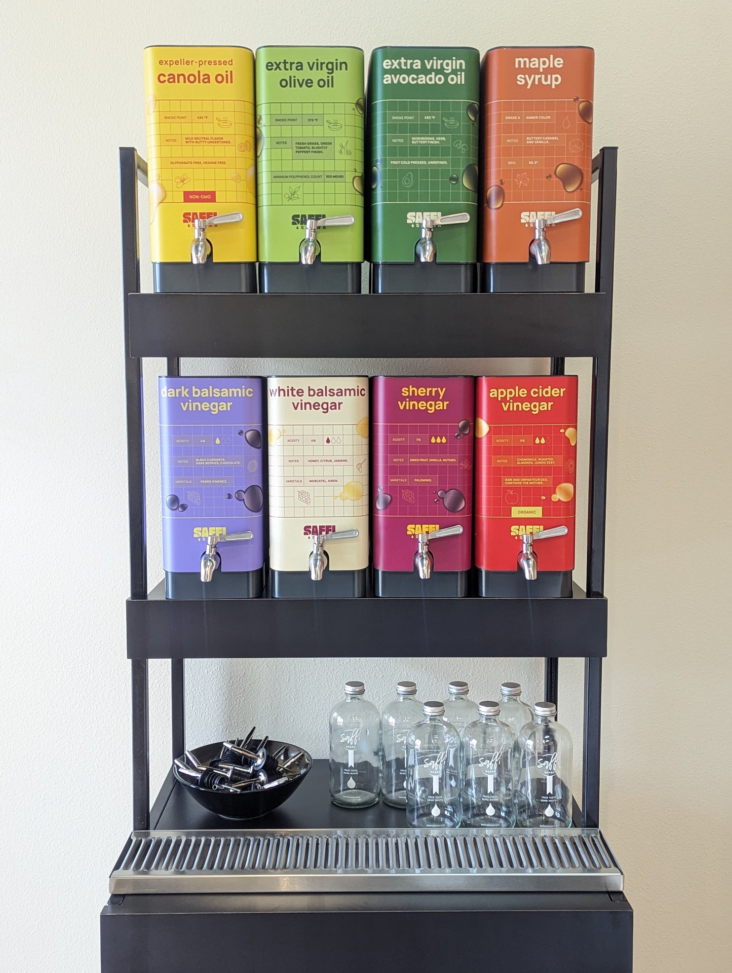 Saffi Saana Branded 5L Bulk Dispensers - Full Set of 8 W/ 8 Taps