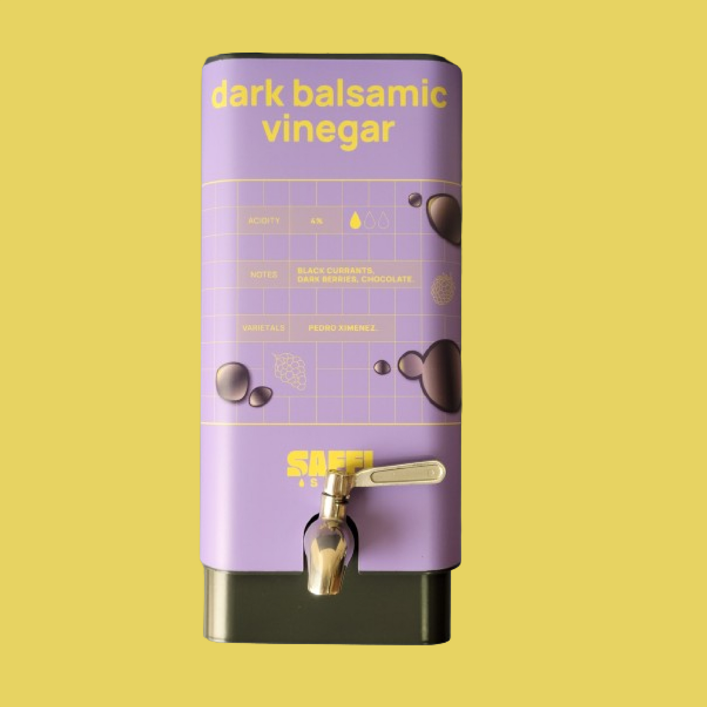 Saffi Saana Branded 5L Bulk Dispenser W/ Tap - Dark Balsamic Vinegar