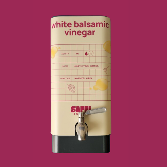 Saffi Saana Branded 5L Bulk Dispenser W/ Tap - White Balsamic Vinegar